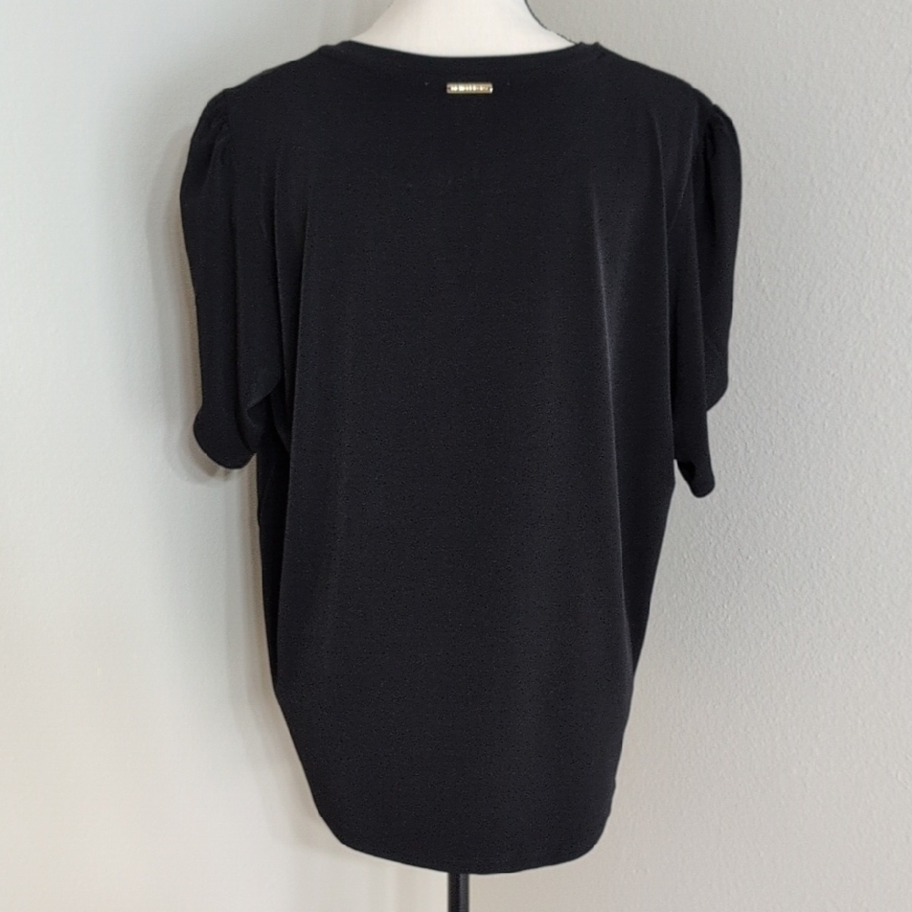 NWOT Michael Kors Black Puff Sleeve Blouse with Petal Sleeves - Picture 4 of 5